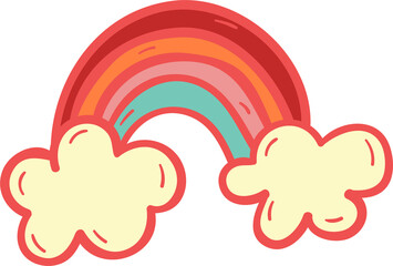 Rainbow hand drawn filled outline style