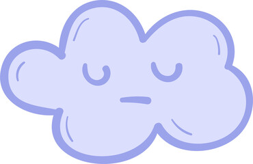Sleeping cloud hand drawn filled outline style