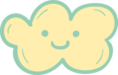 Smiling cloud hand drawn filled outline style