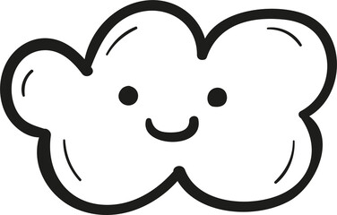 Smiling cloud hand drawn outline style