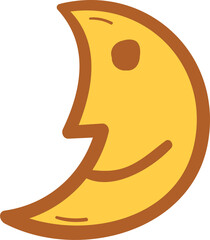 Smiling moon hand drawn filled outline style