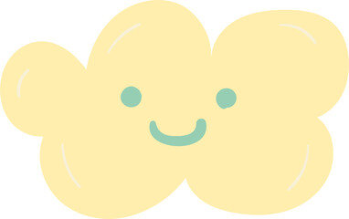 Smiling cloud hand drawn flat style