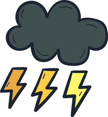 Thunderbolt cloud hand drawn filled outline style