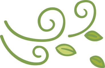 Wind with leaves hand drawn filled outline style