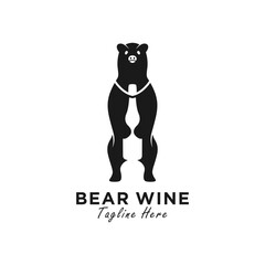 bear wine vector illustration logo design
