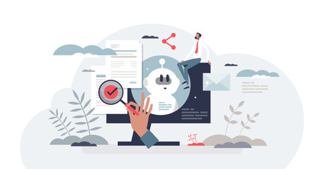 AI generated content with creative text generation tiny person concept, transparent background.Artificial intelligence creation with automatic machine work illustration.