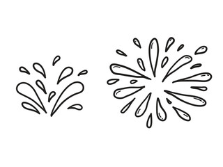 Hand drawn cartoon of splashing liquid in doodle style. water splash © katakari