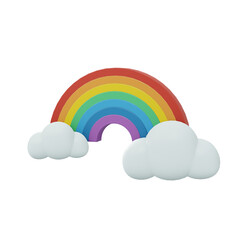 Rainbow and Clouds. Pride 3D Icon.