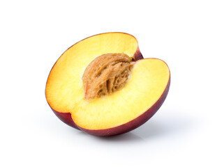 half of peach isolated on white