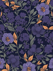 floral pattern dark tone
vintage style.