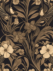 floral pattern dark tone
vintage style.