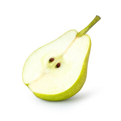 Green pear on white