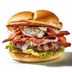 Blue Cheese Bacon Burger, Blue Cheese Bacon Burger with Crumbled Blue Cheese