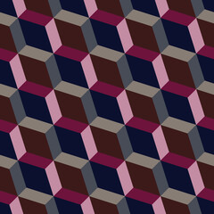 3d colorful boxes seamless pattern vector art. Isometric illusion block geometric background.