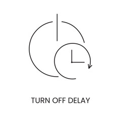 Vector line icon representing delayed shutdown, turn off delay