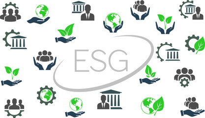 Set of ESG concept icons - Environmental, Social and Governance