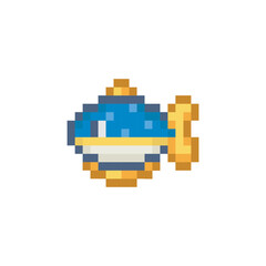 Fototapeta premium Cute fish, pixel art animal