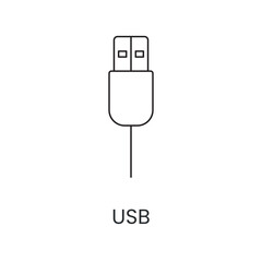 Vector line icon representing USB.