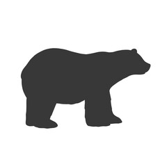 White polar bear. Outline illustration of forest animal. Black silhouette.