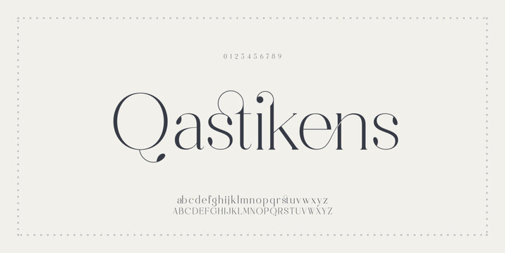 Qastikens Luxury letter fonts and alphabet set. Modern tech typeface. Minimal font Logo design for company. sans serif typeface
