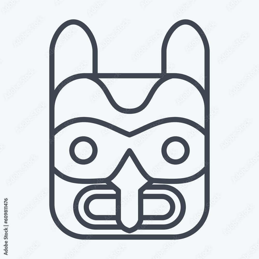 Wall mural Icon Mask 2. related to American Indigenous symbol. line style. simple design editable