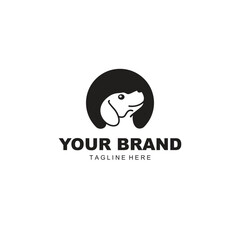 black and white dog head logo illustration