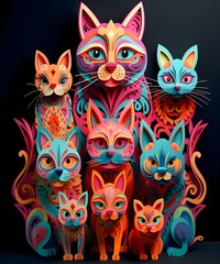 Cats Multicolor looks like Funny in Origami style