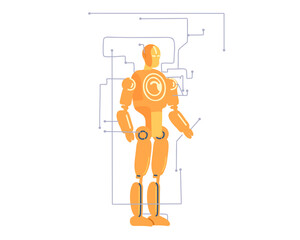 Artificial intelligence robot isolated on white background, vector illustration