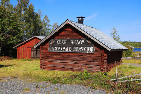 Lulea, Sweden - August 24, 2021: The Lule river salmon fishing museum at Gaddvik.