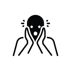 Black solid icon for surprised 