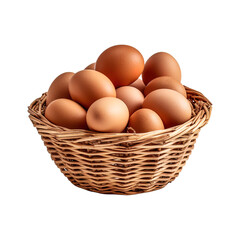 Eggs in basket isolated on transparent background. Created with Generative AI Technology