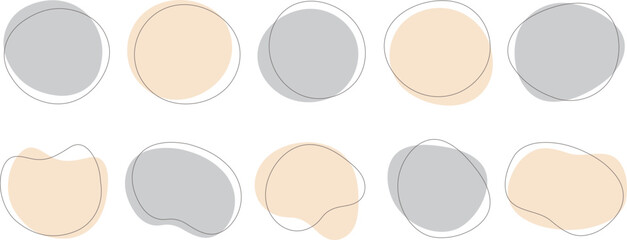 かわいい抽象的なゆるゆるフレーム　Set of cute abstract shapes.Vector loose frame.