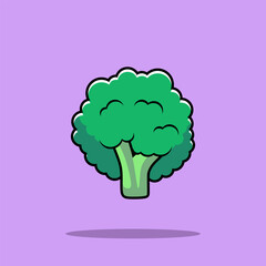 Flat Cartoon Style Broccoli Vegetable Vector Icon Illustration. Food Nature Icon Concept Isolated Premium Vector