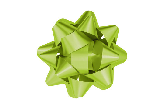 green gift bow ribbon isolated on transparent background