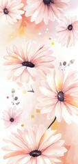 Beautiful delicate summer flowers vertival wallpaper. Generative Ai