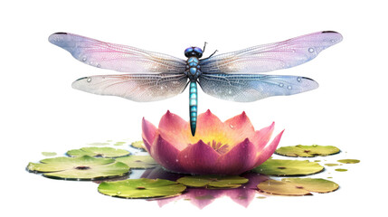 radiant dragonfly with shimmering wings isolated on a transparent background for design layouts - obrazy, fototapety, plakaty