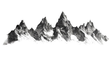 rugged mountain range with jagged peaks isolated on a transparent background for design layouts