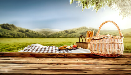 picnic basket, nature, garden ,AI generate