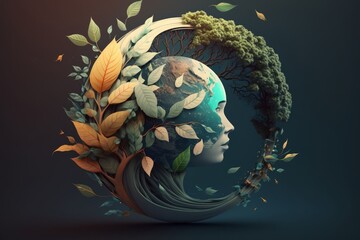 mother earth day concept and nature background template. Ecology and environment conservation creative idea concept, Generative ai