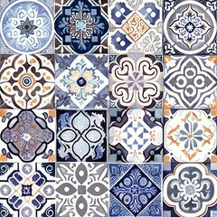 Seamless colorful patchwork Moroccan tile. motifs Majolica pottery tile. Portuguese and Spain decor wall and floor Ceramic tile Design, Generative ai