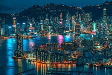 city harbor at night