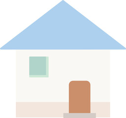 青い三角屋根のシンプルな家