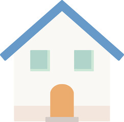 青い三角屋根のシンプルな家