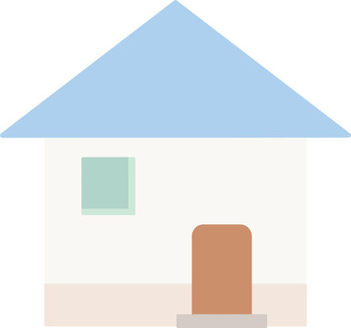 青い三角屋根のシンプルな家