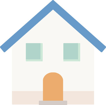 青い三角屋根のシンプルな家