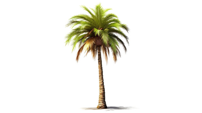 towering palm tree with swaying fronds isolated on a transparent background for design layouts