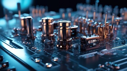 computer circuit motherboard close-shot electronics micro photo future digital technology quantum computing data engineering main board 