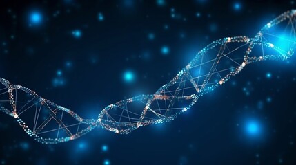 Dna helix with blue light, Genetic Code DNA Molecule Structure, Generative Ai