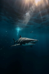 Black shark, eliminating light. AI generative