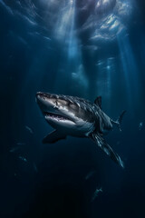 Black shark, eliminating light. AI generative